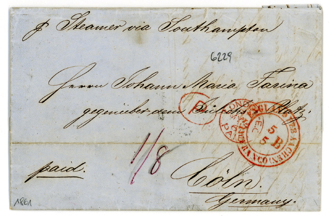 Brief von Buenos Aires nach Köln aus dem Jahr 1861