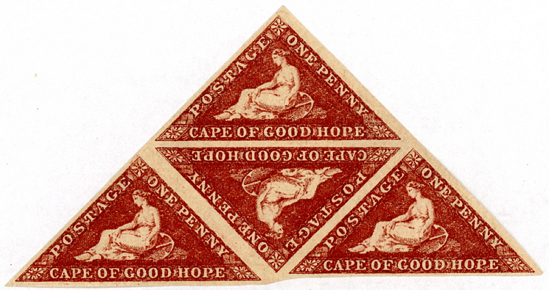 Kap der Guten Hoffnung / Cape of Good Hope: Kap-Dreieck (cape triangle) 1 Penny dunkelkarminrot SG Nr. 18