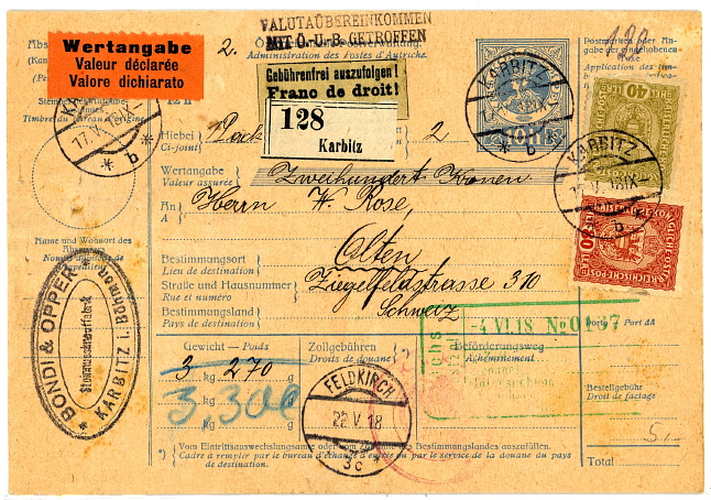 Paketkarte 1918