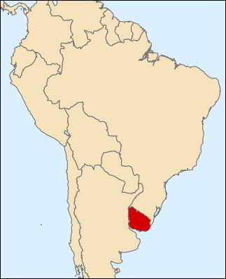 Lage Uruguays in Südamerika