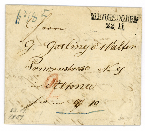 Langstempel Bergedorf 1851